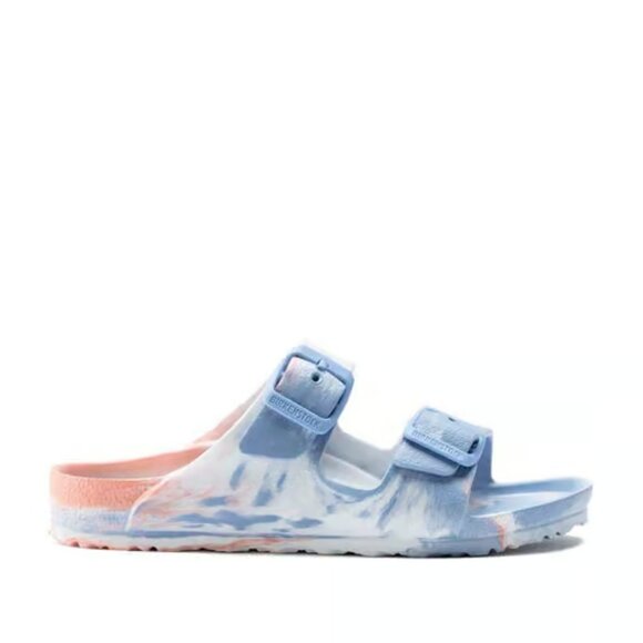 Birkenstock Shoes - Birkenstock Women's Skyblue Coral Arizona Dual Strap Slide‎ Sandal Size 5